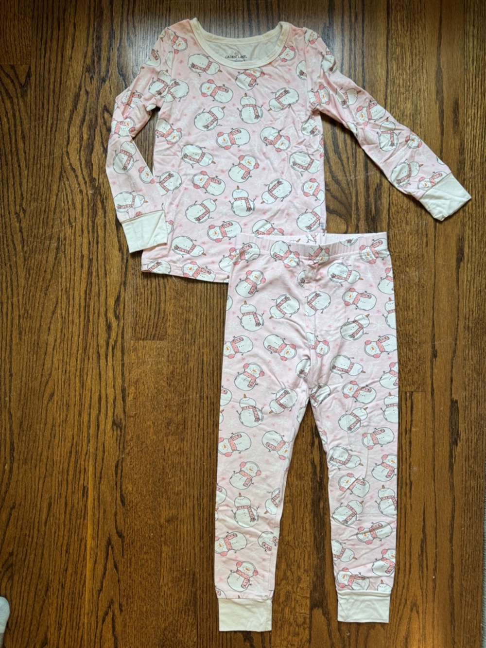 Caden Lane Pink Snowman Pajama Set